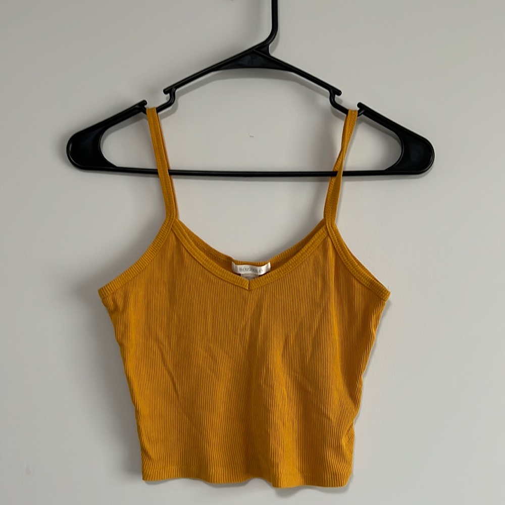 BOZZOLO. Mustard Color Crop Top. SIZE: MEDIUM.